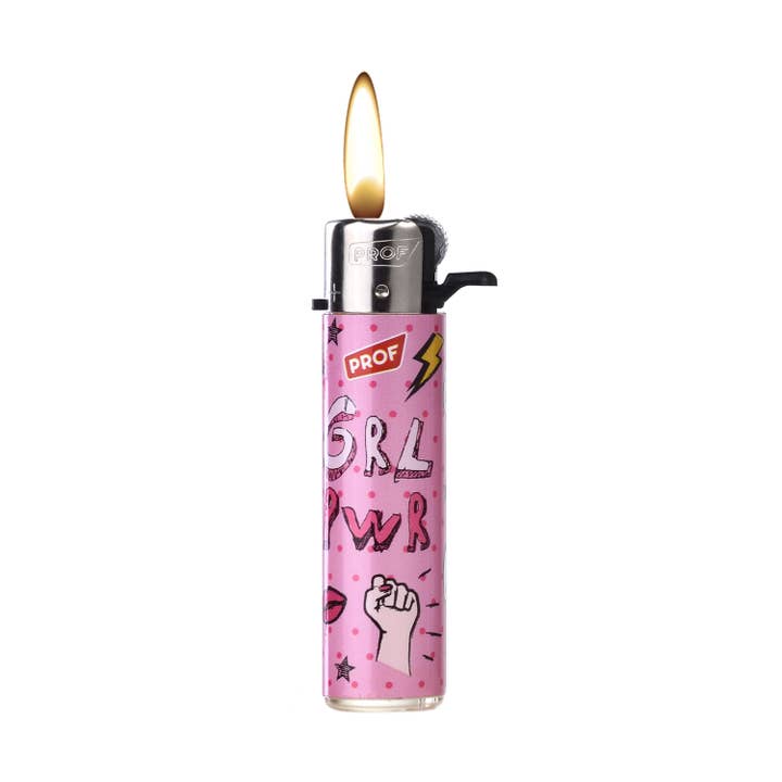 PROF – wholesale Lighter – PROF display 25 lighters GIRL POWER ROUND FLINT3