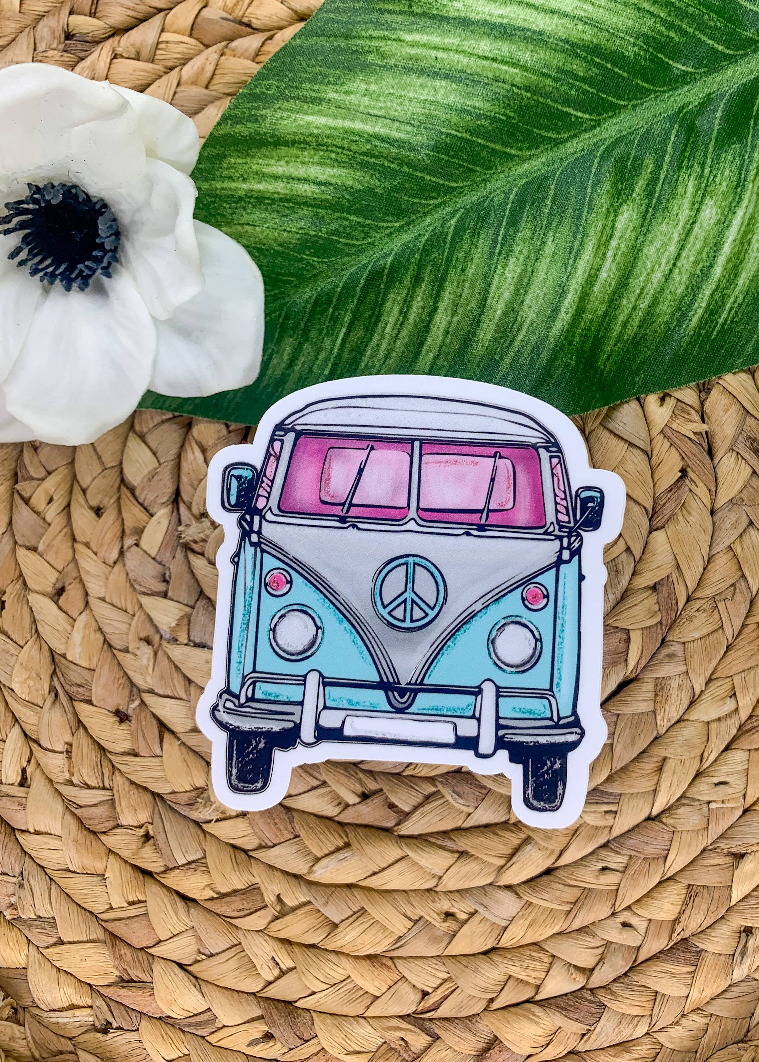 Savannah and James Co – wholesale Klistermärke – Retro Van, Vit Vinyl Klistermärke, 3x3 tum1