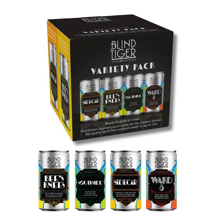 Blind Tiger Spirit-Free Cocktails - Wholesale Non-Alcoholic Aperitif/Mocktail - VARIETY PACK (Flagship Four) - Award Winning N/A Cocktails