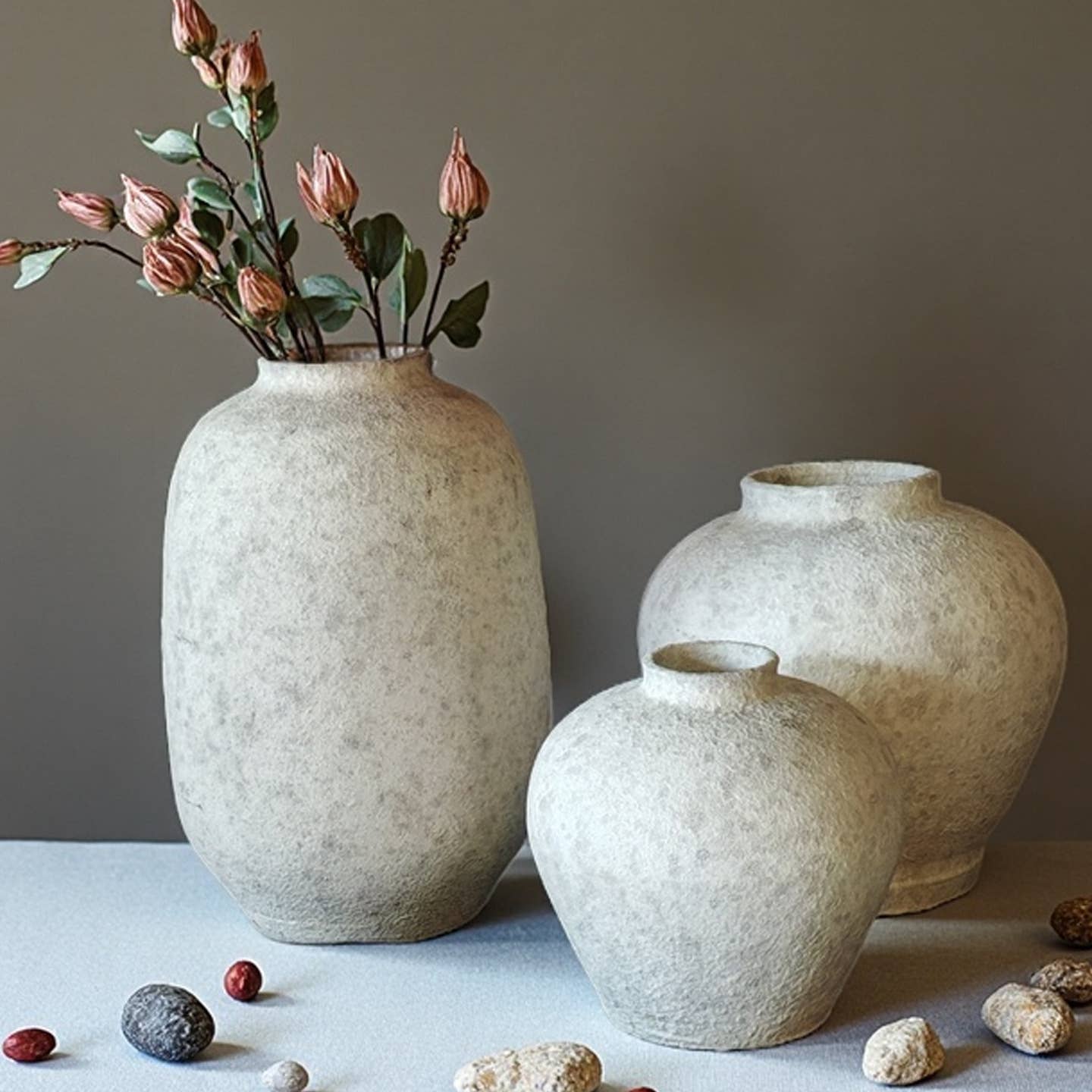 Sweet Home Deco - Vente Vases - Vase en terre cuite fait main, pot d'art en céramique blanc mat11