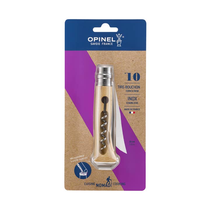 Opinel - Wholesale Bottle/Wine Opener - Blister Pack No.10 Corkscrew with Bottle Opener Knives0