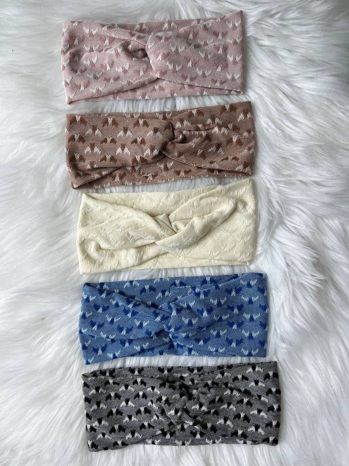 Turban Houndstooth bløde strikkede pandebånd for engroshandel hos The Scarf Bar