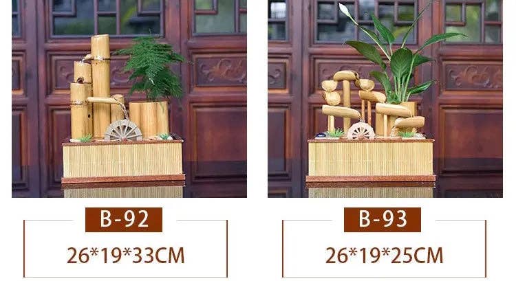 everythingbamboo – wholesale Decorative tabletop object – Bamboo Handmade Handcrafted Water Feature Fountain With Basin Flowing Water Wheels Home Decor BWF042