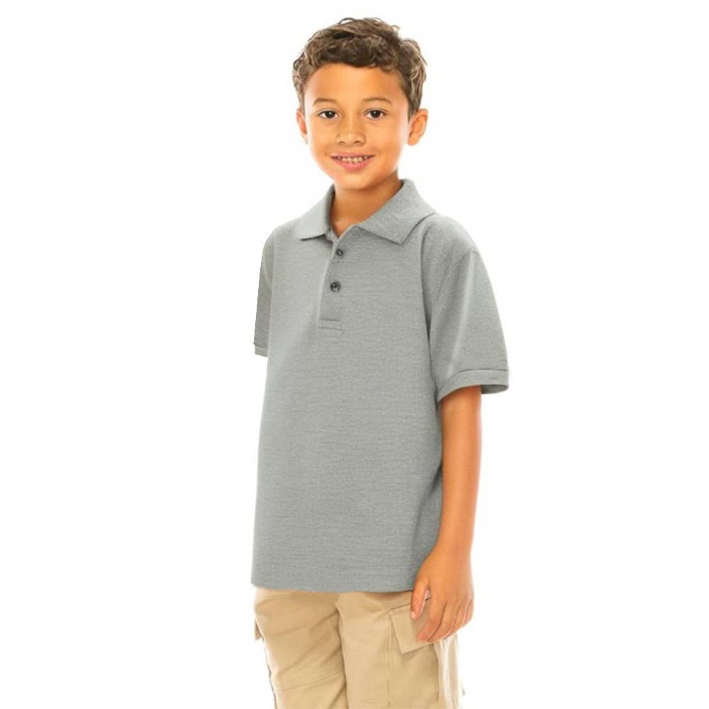 Unik - Wholesale T-Shirt - Kids - Boy's Premium Polo School Uniform Shirt Sizes5-18 Light Grey