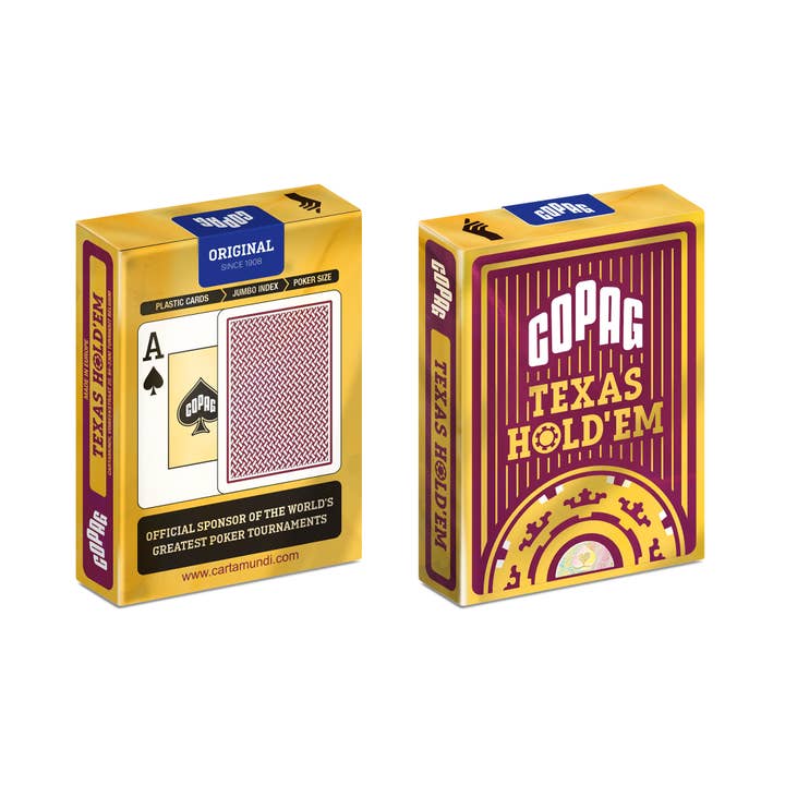 Copag Texas Hold'em Gold Jumbo 2-Index Red for wholesale by Cartamundi UK