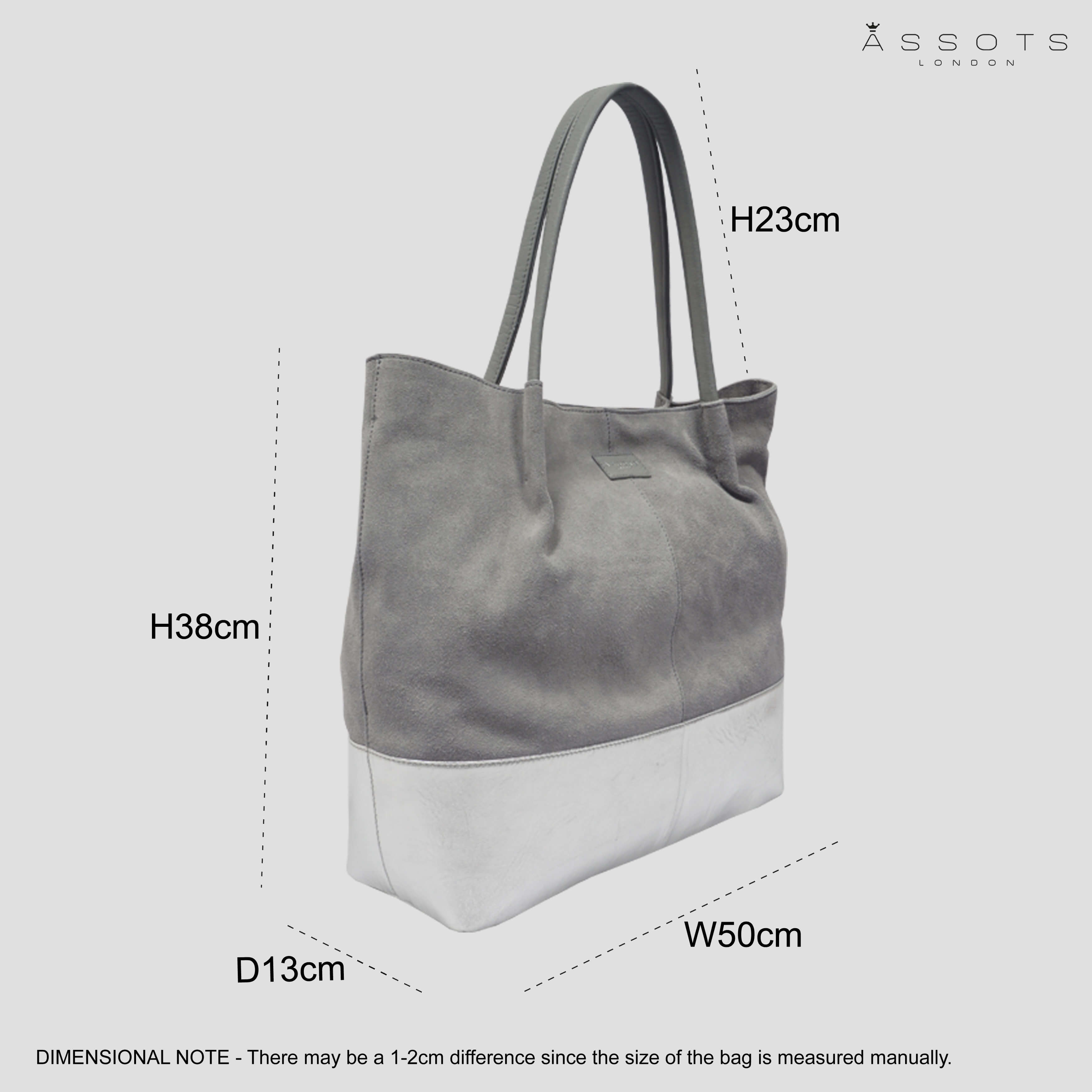 Assots London - Vendita all'ingrosso Tracolla - Donna - 'DONNA' Grigio e Argento Metallizzato Vera Pelle Sfoderata Desi3