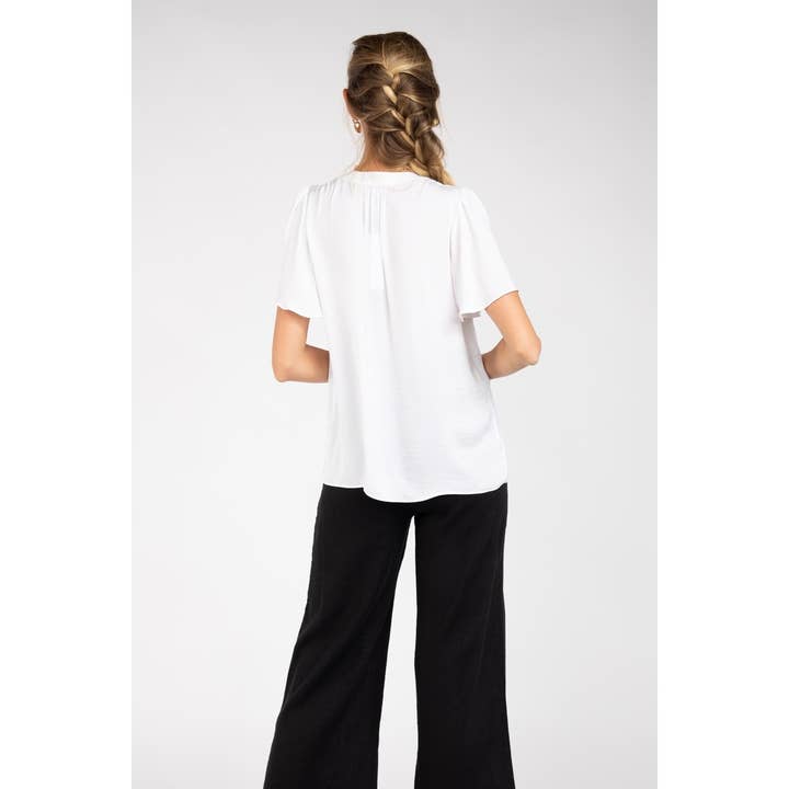 Naked Zebra Rack - Wholesale Blouse - Women's - Short Sleeve Blouse With Front Shirring Detail3