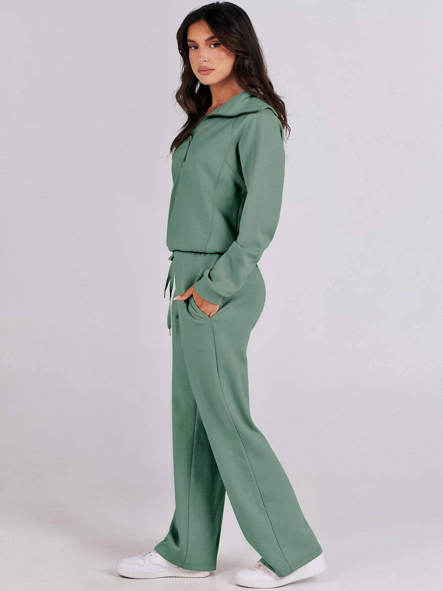 Queen Fashion - Wholesale Top & Skirt Set - Women's - long sleeved sweater wide leg pants two piece set2