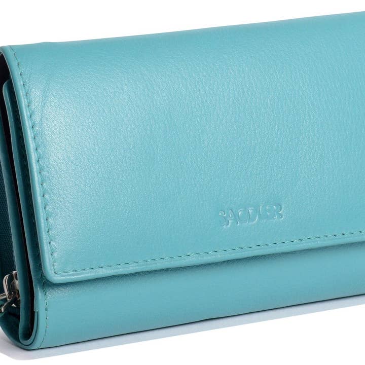 SADDLER - Wholesale Wallet - Women's - Compact Trifold Leather Purse "Eleanor" – Handmade by Saddler | RFID Protected & Gift Boxed | 10 Card Slots & Rear Zip Coin Pocket7
