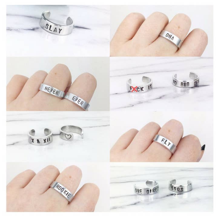 Black Tied – Anel de banda por atacado – Anel Personalizado | Mensagem Gravada à Mão1