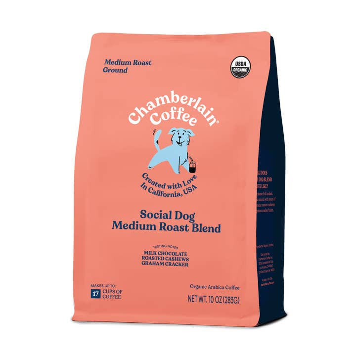 Social Dog - Coffee, Ground, 10 Ounce Bags for wholesale by Chamberlain Coffee