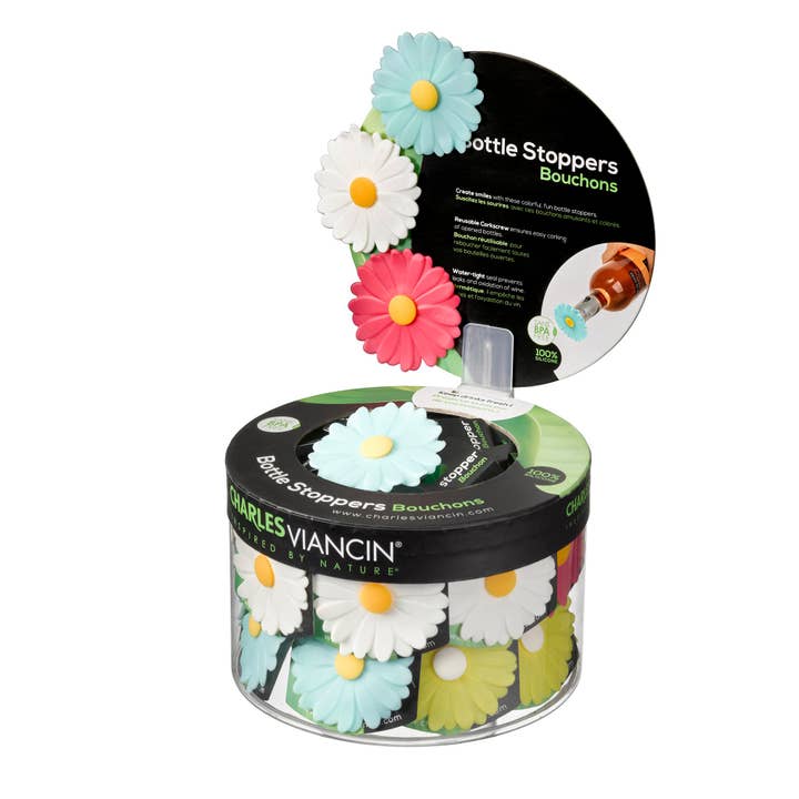 Daisy Bottle Stoppers - CDU/24 for wholesale by Charles Viancin