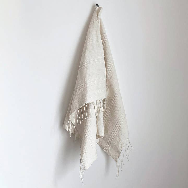 Studio Nordhaven - Wholesale Bath Towel - Tihku Towel, White/White Stripe - Handwoven by Sera Helsinki
