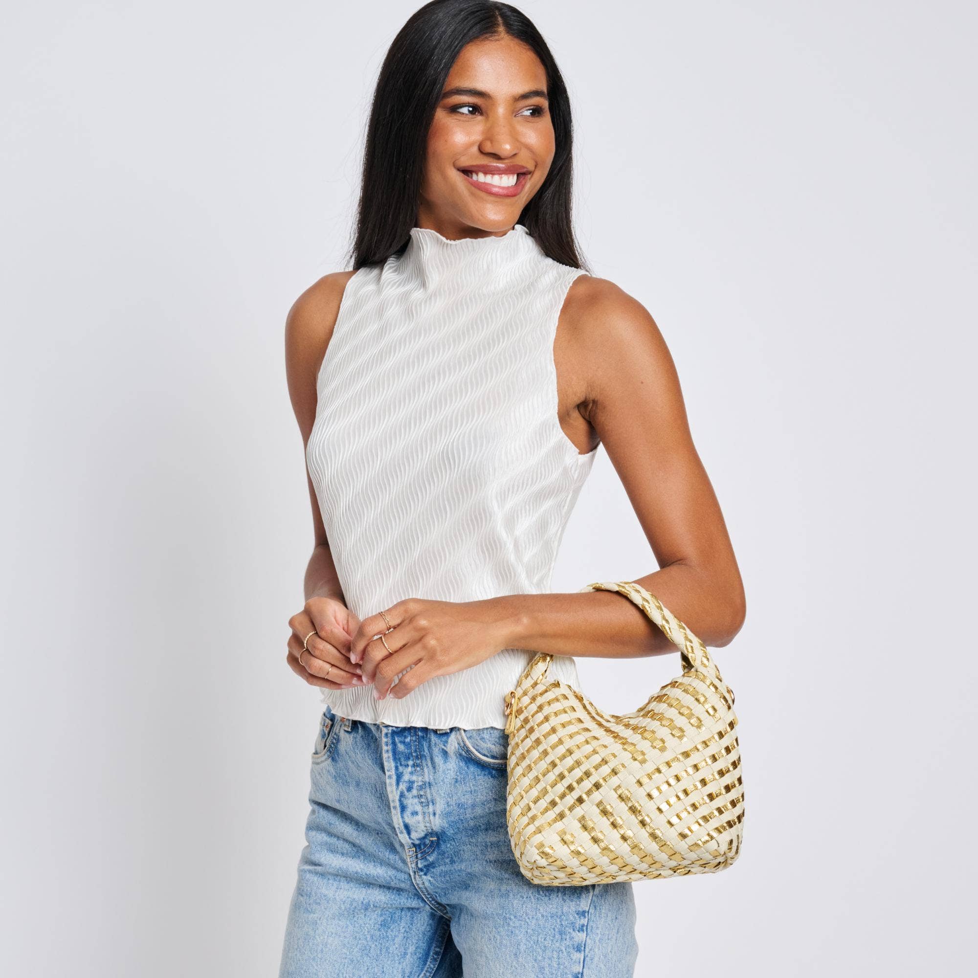 Moda Luxe - Vente Sac à main avec poignée sur le dessus – femme - Sac bandoulière tissé en matériaux mixtes Jessamine8