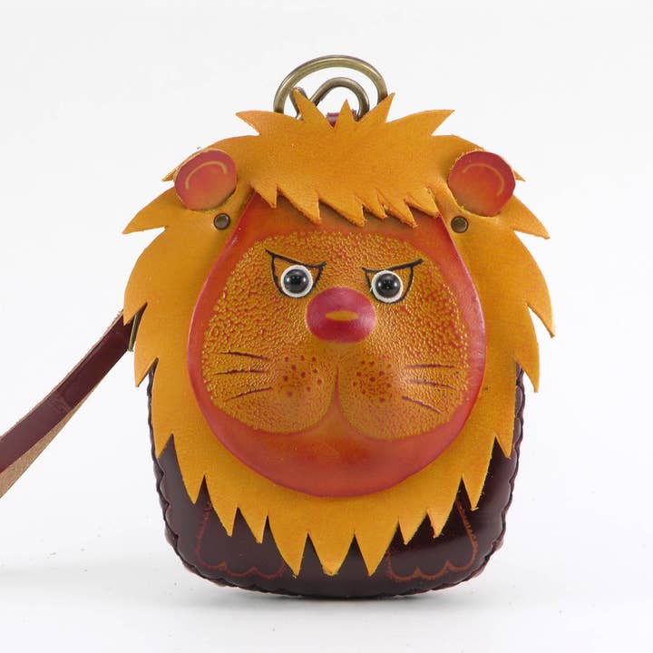 Leather Lion Wristlet coin purse wallet for wholesale by Sunflower Handmade leather inc