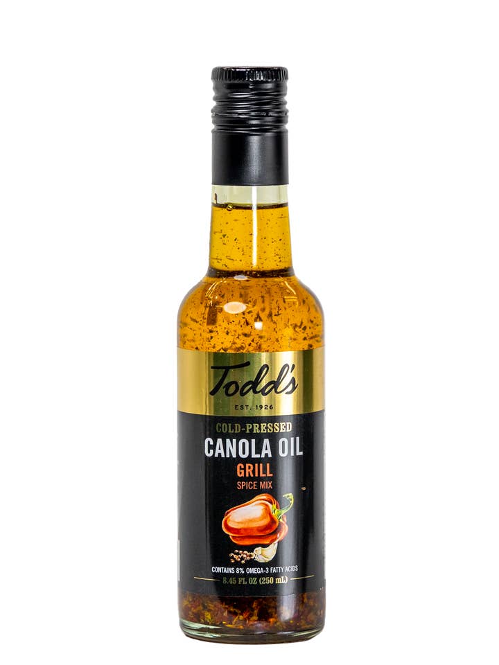Todd's Cold-Pressed Grill Canola Oil (8.45 oz) Bottle for wholesale by Todd's Premium Foods