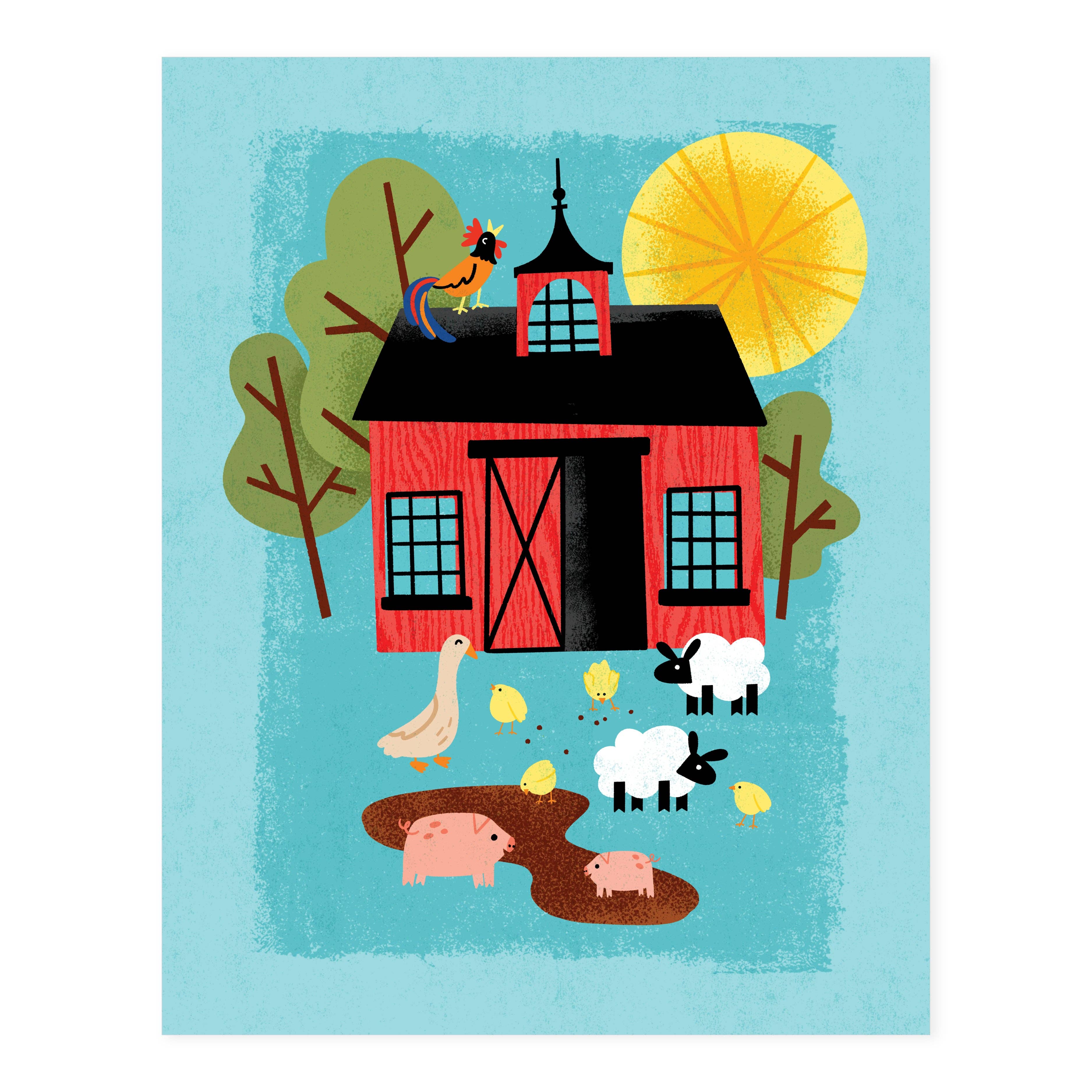 Hideaway House Studio - Wholesale Art Print - Barnyard Morning Print1
