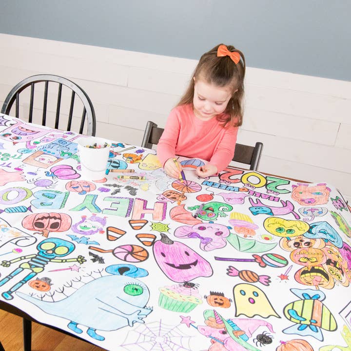 Halloween Coloring Tablecloth | Kids Halloween Party Decor and other Purchase Wholesale halloween coloring books. Free Returns & Net 60 Terms on Faire trending on Faire.