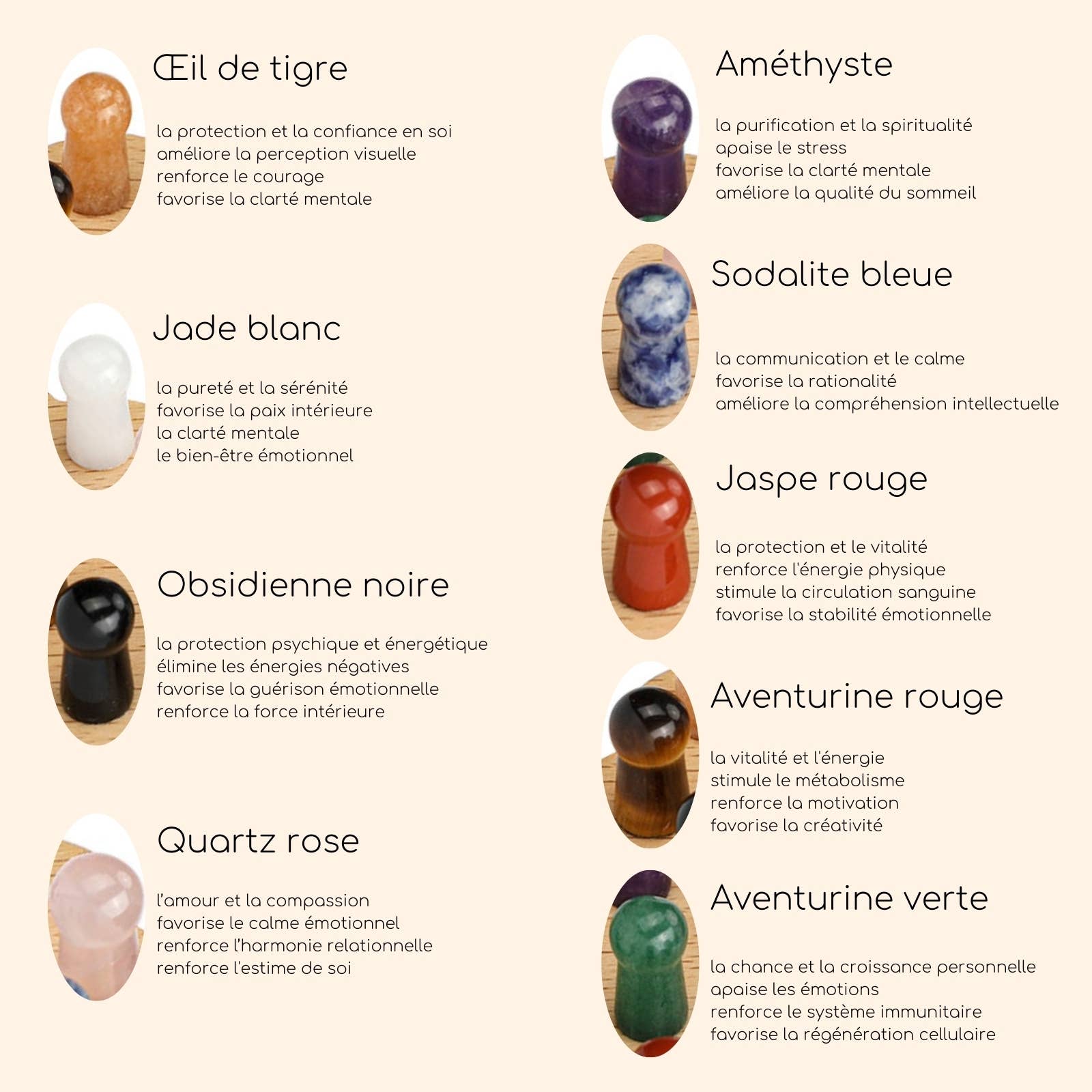 Zen'Arôme – Engroshandel Hovedkradser/massage – Stenmasseringsbørste med 9 mineraler til lithoterapi7