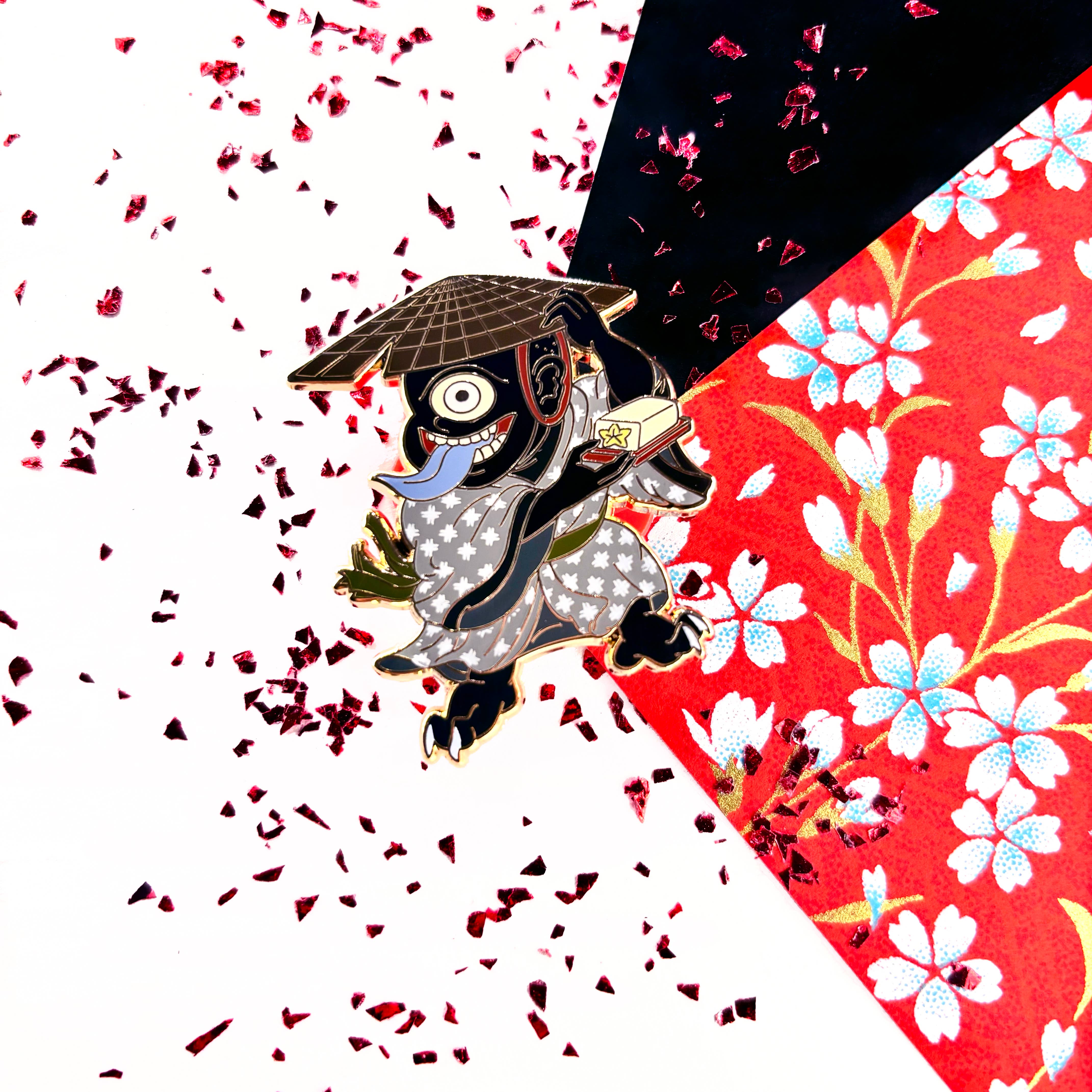 Shishido Creative - Wholesale Lapel Pin/Button - Cyclops Hitotsume Kozo • BLACK • Japanese Yokai Pin1