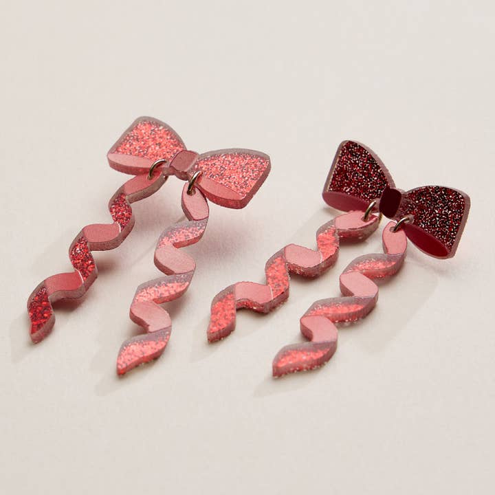 Frem - Wholesale Dangle earrings - Glitter Bow Ribbon Earrings – Festive Statement Jewelry5
