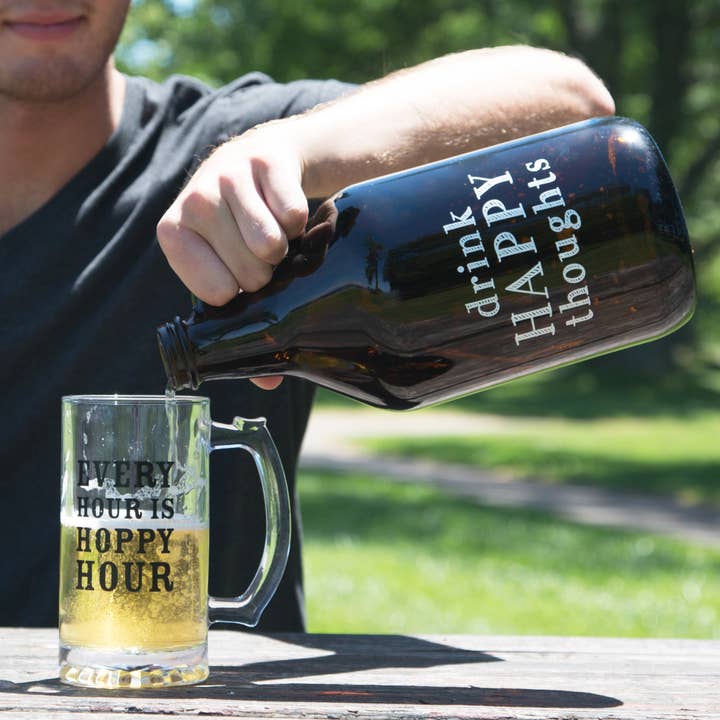 Pavilion - Wholesale Growler - Drink Happy - 64 oz Glass Growler1