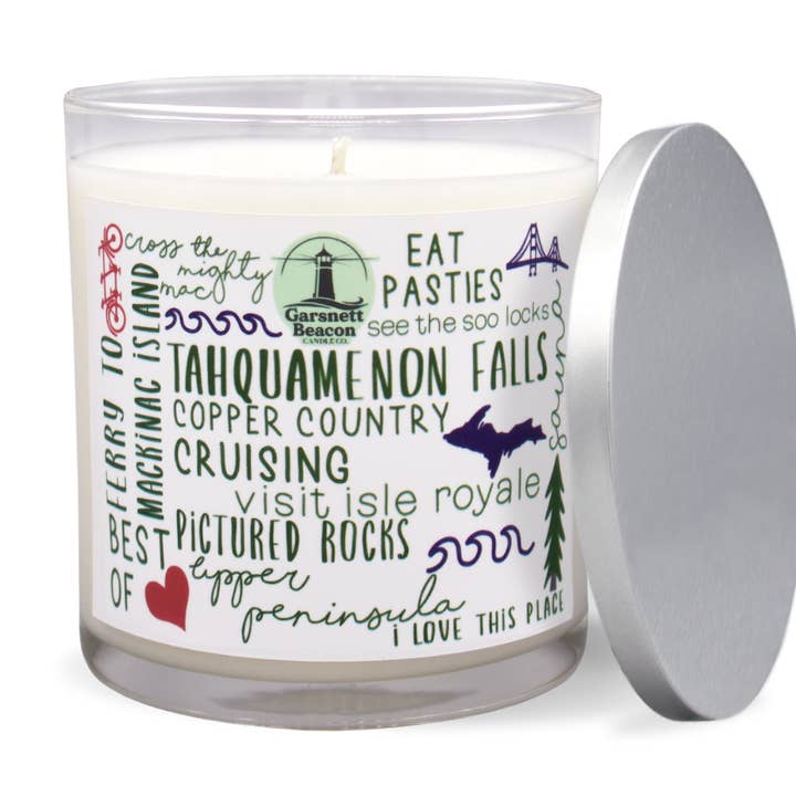 Upper Peninsula Michigan - Things to Do Scented Candle for wholesale by Garsnett Beacon Candle Co.