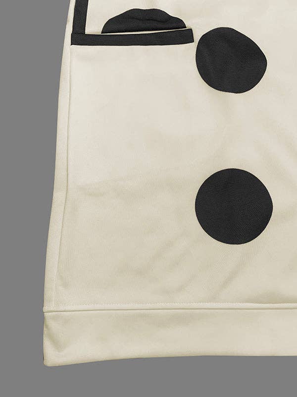 WHITE BLACK Long Sleeves Loose Pockets Polka-Dot Mock Neck Mini Dresses for wholesale on Faire8