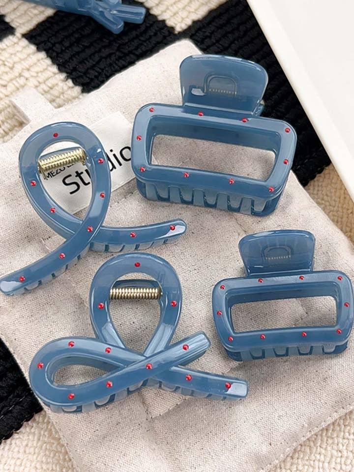 Blue Polka Dot Pattern Vintage Hair Claw DP25B958 for wholesale by Dipped Shop