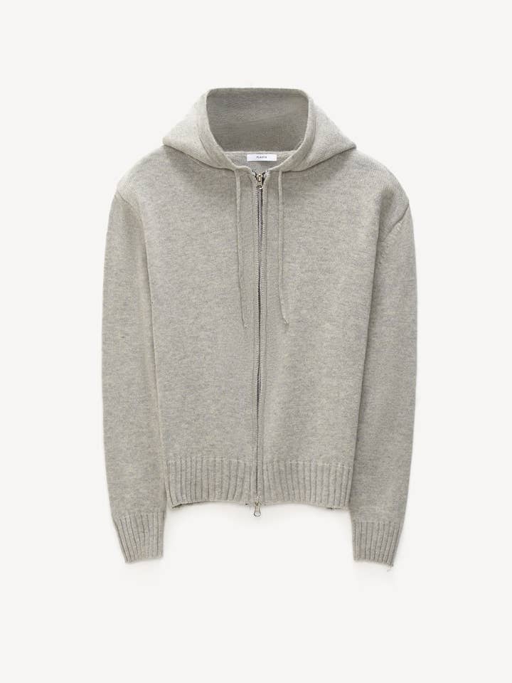 Antony Knit Zip-Up Hoodie In Heather Grey for wholesale by Plastik