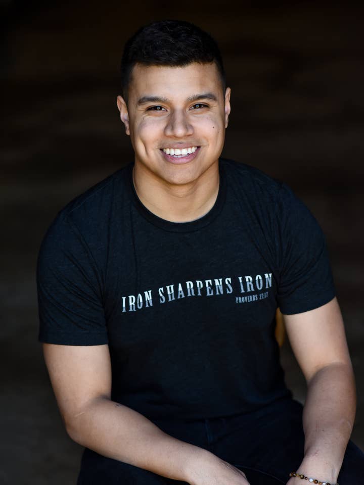 Men's Christian Tee - Iron Sharpens Iron - Bible Verse Tee for wholesale by Six Notes Christian Clothing