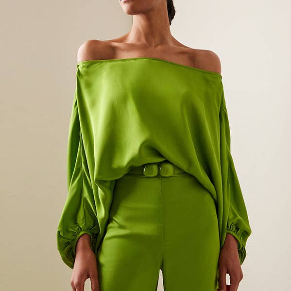 Batwing Solid Off-Shoulder Blus för wholesale av FurDecoration