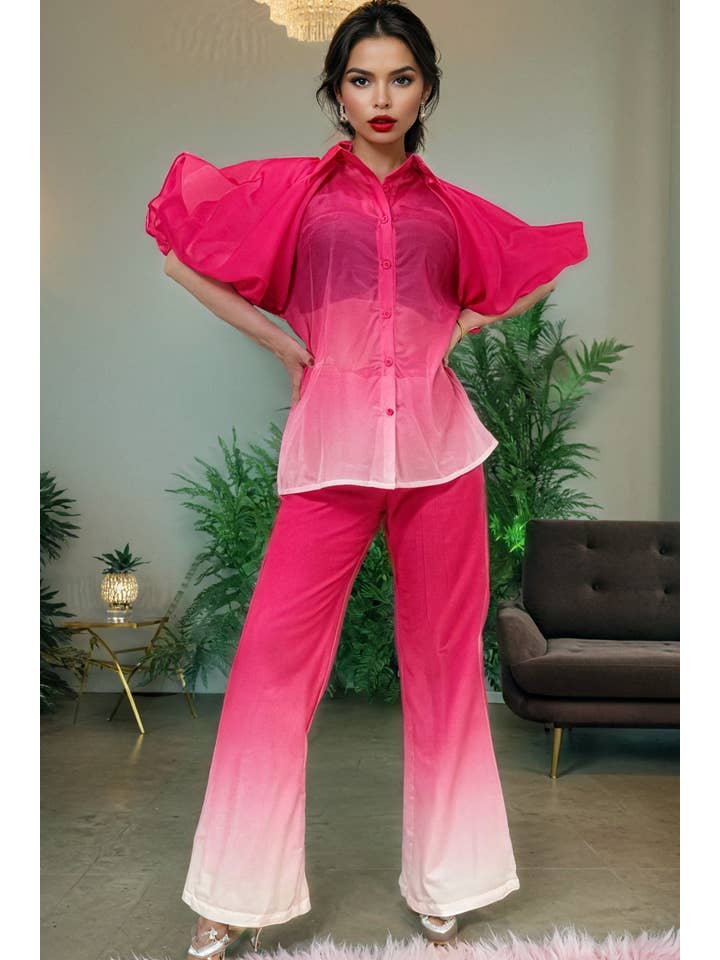 PINK A95001 OMBRE PANT / TOP SET for wholesale on Faire3
