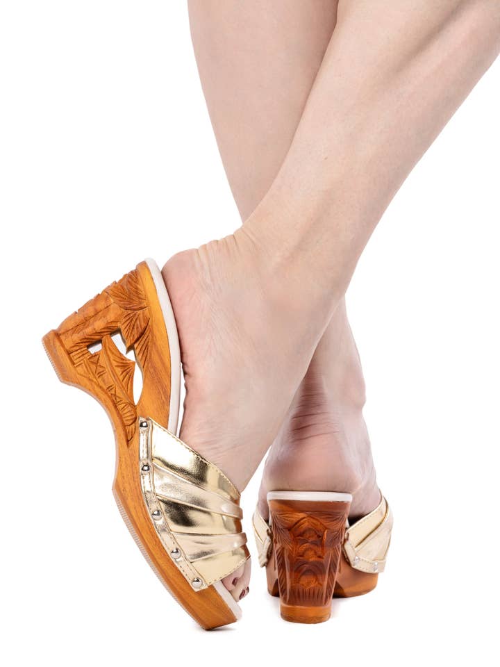on Sale - the Souvenir in Gold - without an Ankle Strap for wholesale by Lucky Lou Shoes