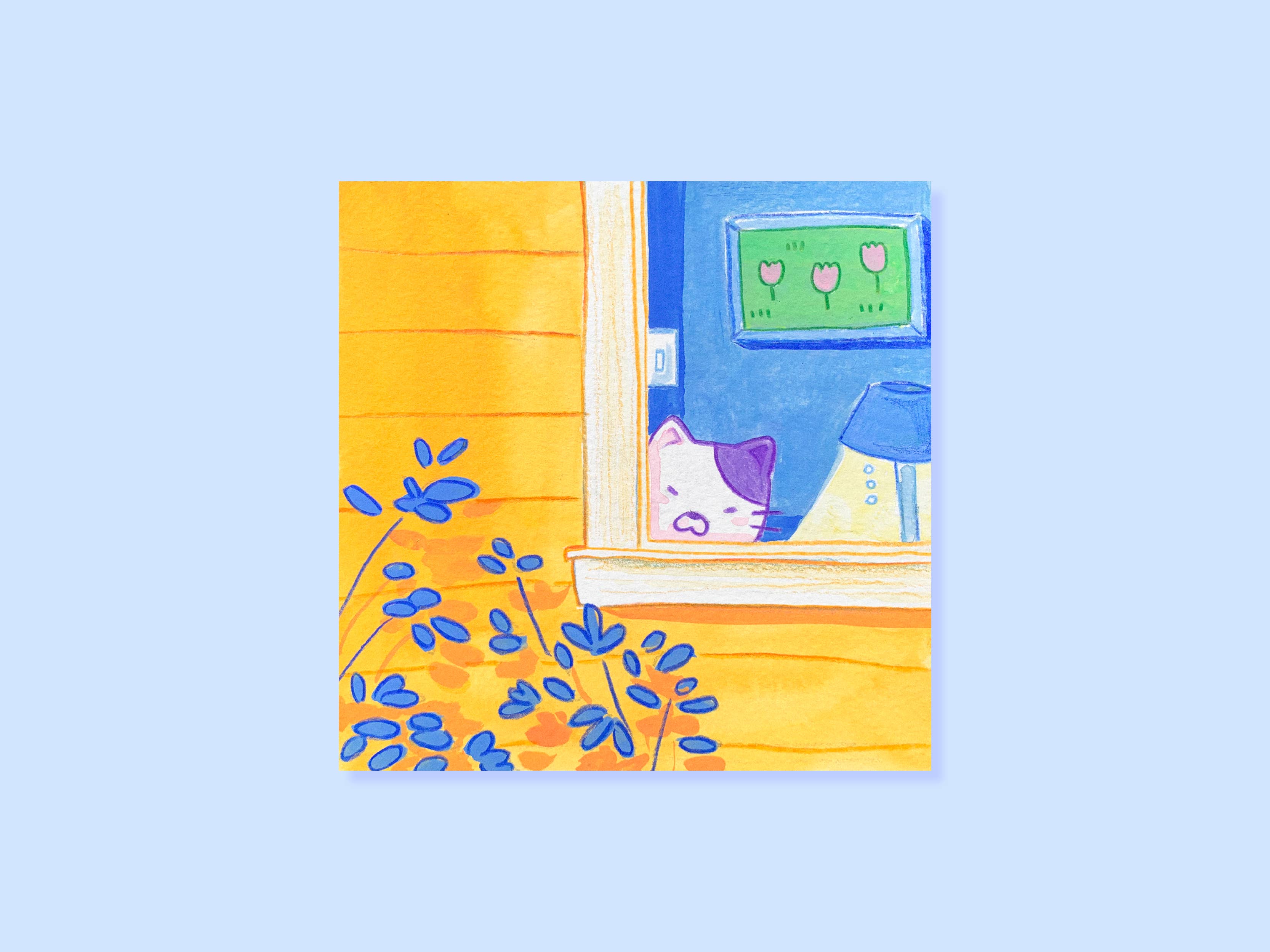 Makenna Kwik - Wholesale Art Print - Neighbor Cat Mini Square Art Print