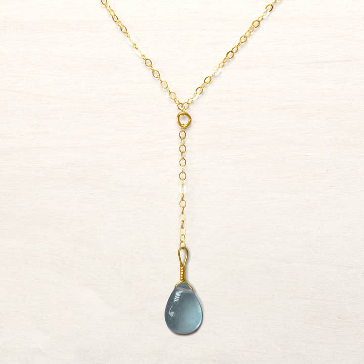 Aquamarine Lariat Necklace for wholesale by Kindness Gems
