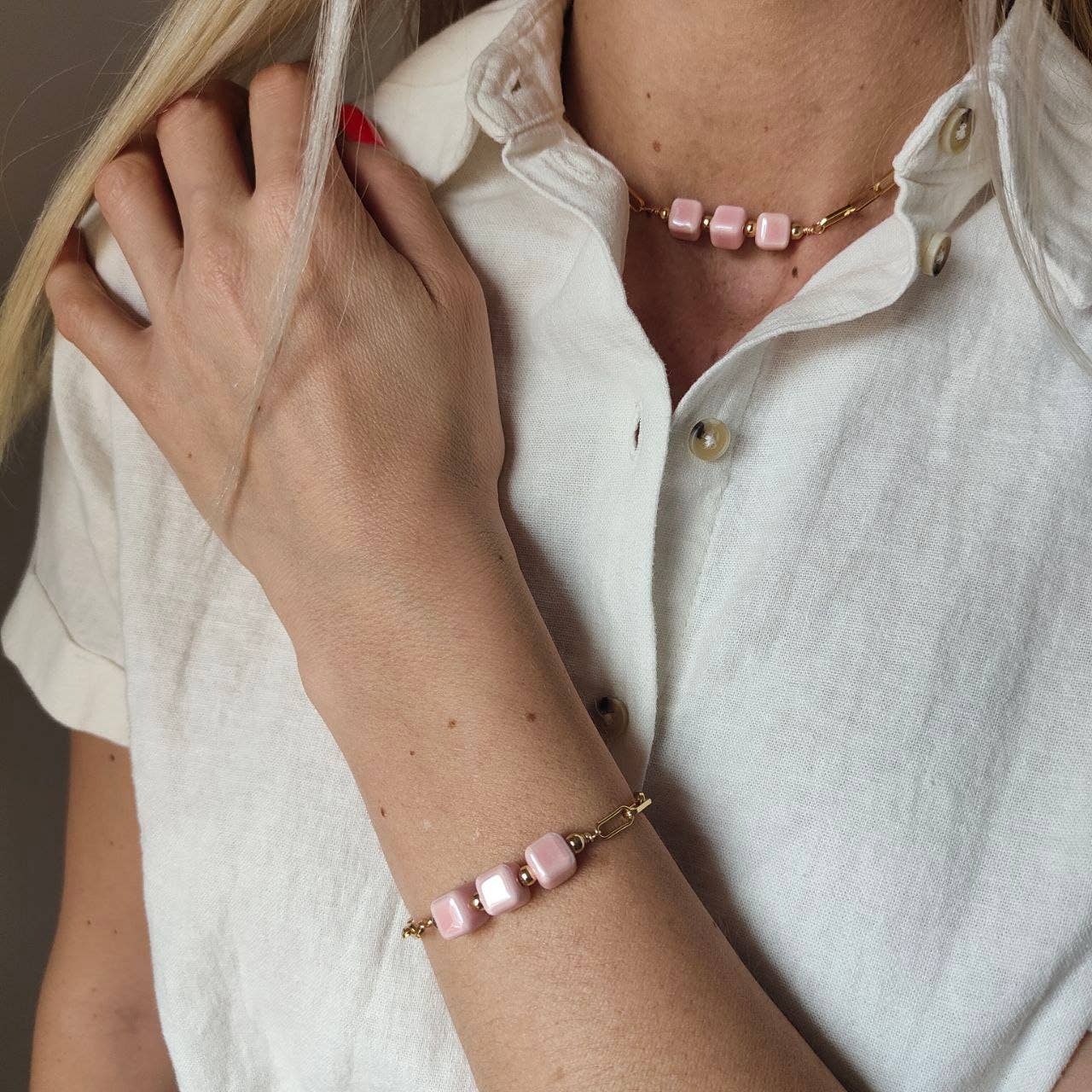 OE! - Wholesale Beaded Bracelet - Granita - Bracciale con dadi in ceramica4