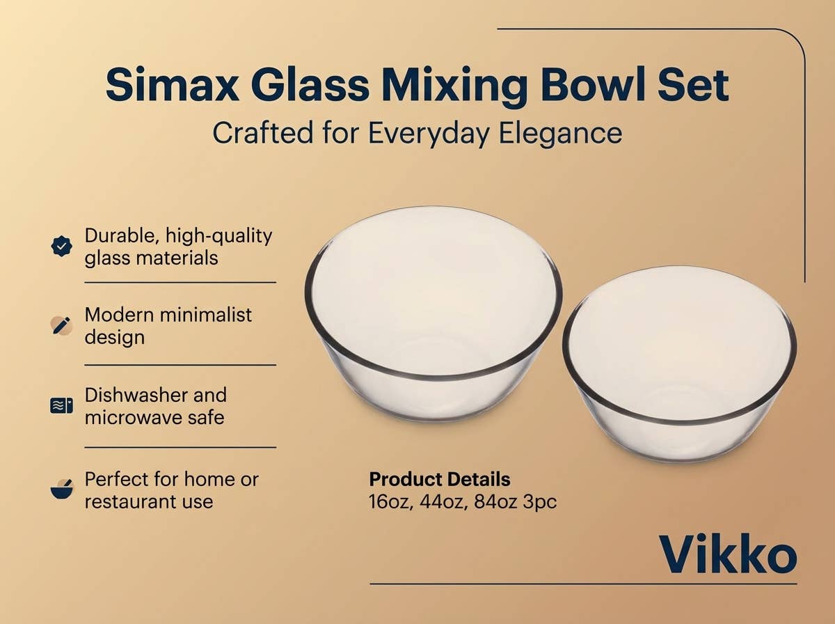 Kadra Kitchenware - Vente Bol mélangeur - Ensemble de bols à mélanger en verre Simax 16 oz, 44 oz, 84 oz, 3 pièces3