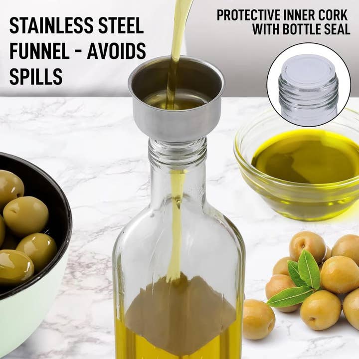 Zulay Kitchen - Wholesale Oil/vinegar dispenser - Olive Oil Dispenser Bottle16.9 oz with Accessories8