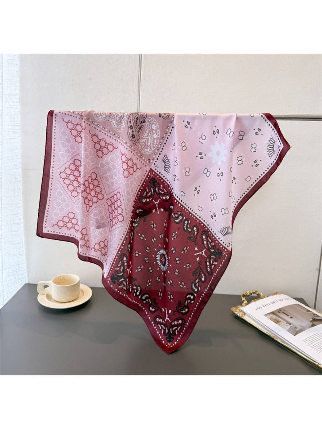 Funkyrel® Atzbranding Limited - Wholesale Scarf - Women's - Scarvii - Colorblock Printed Paisley Scarf5