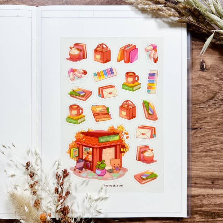 Meowashi Studio – wholesale Klistermärke – Höstbokhandel Klart klistermärke1