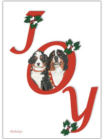 Bernese Mountain Dog Joy Christmas Cards Pack of 10 for wholesale by Pipsqueak Productions
