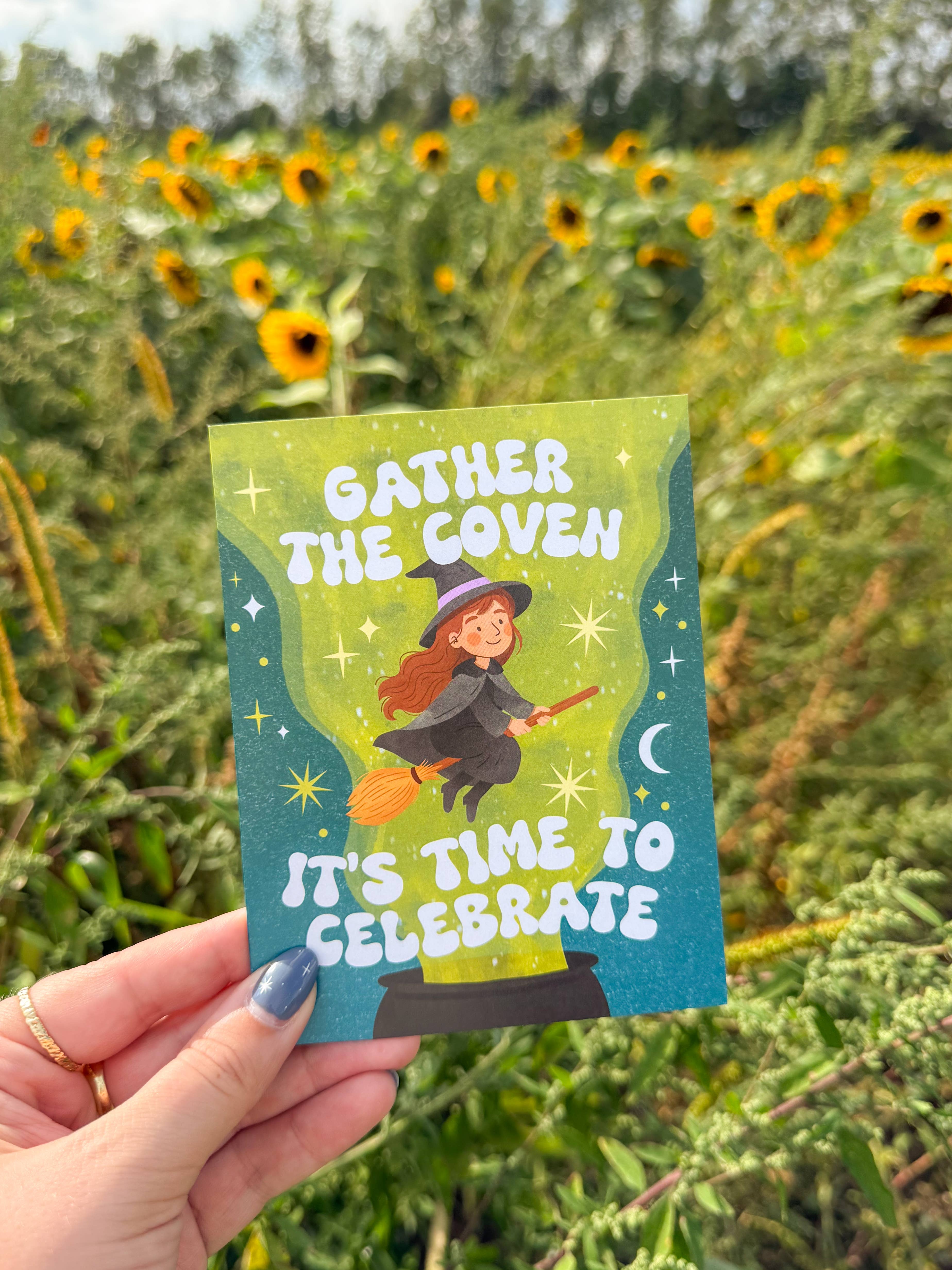 Simple Whimsy - Wholesale Birthday Card - Gather The Coven It's Time To Celebrate - Witchy Magical Birthday Card1