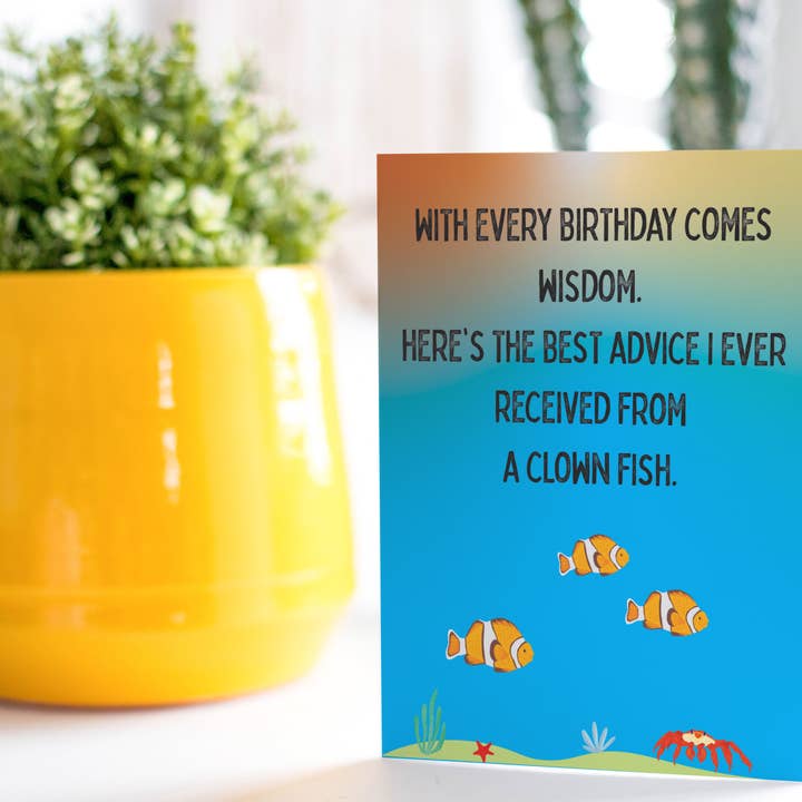 Cardstalked - Wholesale Birthday Card - Cardstalked Cute Handmade Birthday Card - Clown Fish Joke1