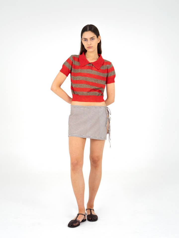 CARMEN SAYS – Cobertura de biquíni - Mulher por atacado – Magnus Brown Listrado Envolvente de Praia6