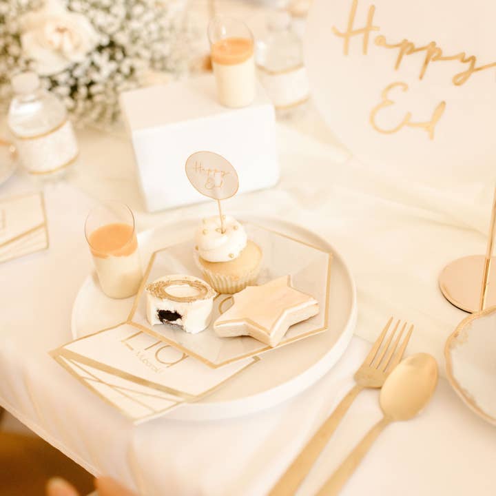 Minimal 'Happy Eid' Dessert Toppers (Set of 24) for wholesale by Amasi Decor