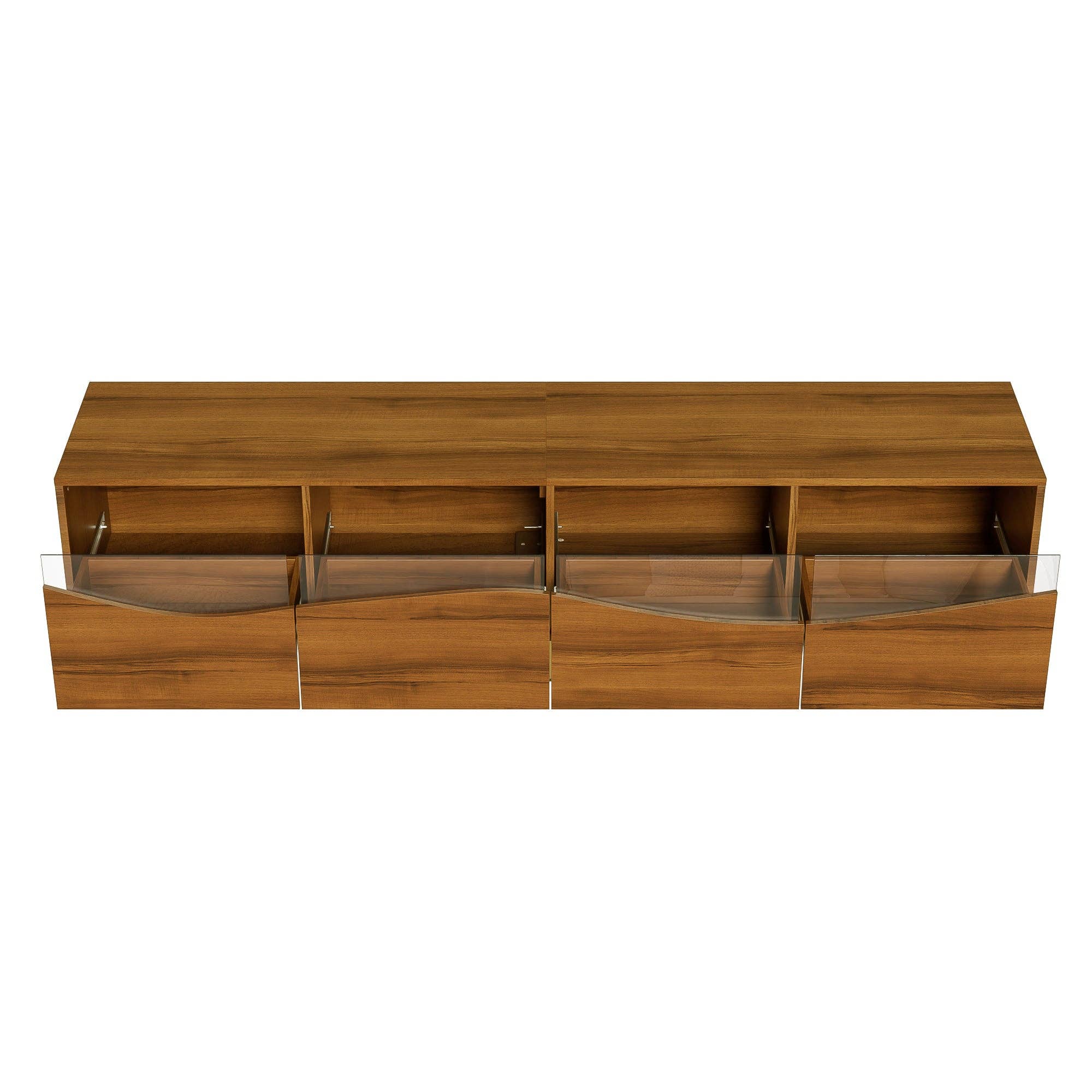 Urban Meuble - Wholesale Console Table - Retro walnut-effect TV stand with LED lighting and gold metal legs PROKARYOT16