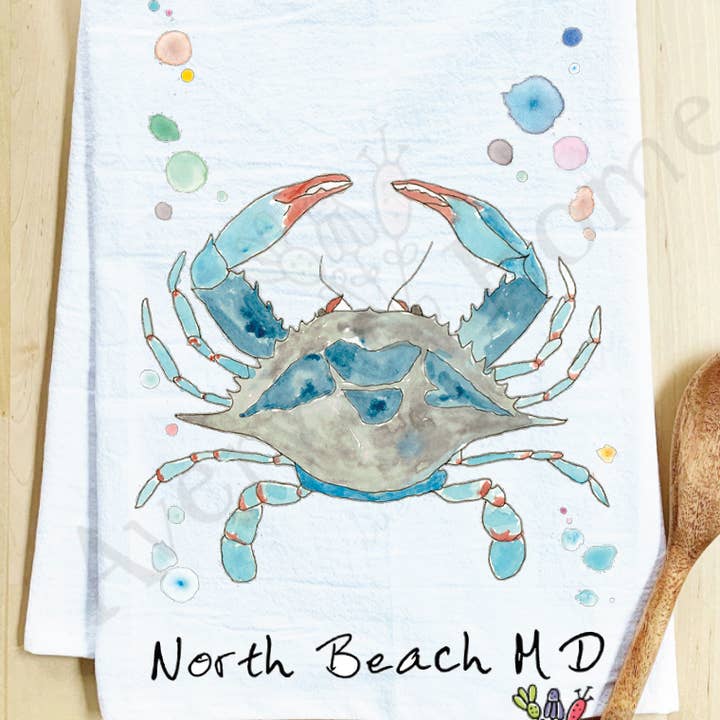 Avery's Home - Vente Torchons - Torchon côtier personnalisable "Blue Crab Ocean"24