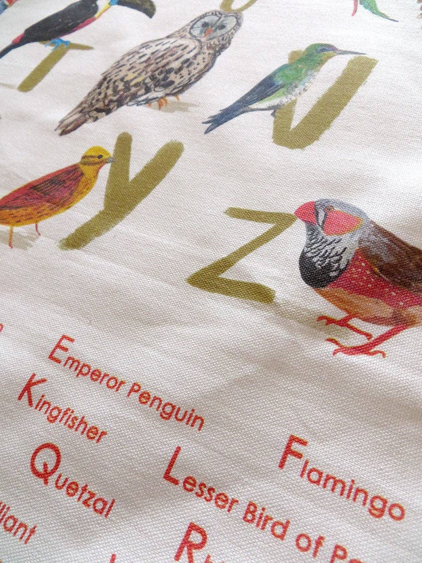 Sarah Edmonds Illustration - Wholesale Tea Towel - Avian Alphabet Bird Cotton Tea Towel5