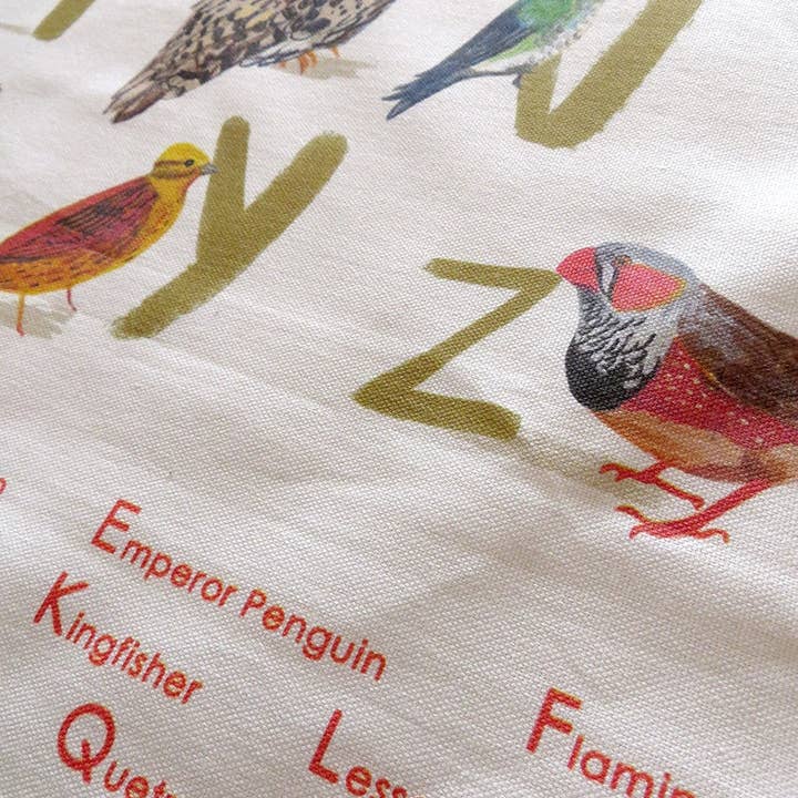 Sarah Edmonds Illustration - Wholesale Tea Towel - Avian Alphabet Bird Cotton Tea Towel5